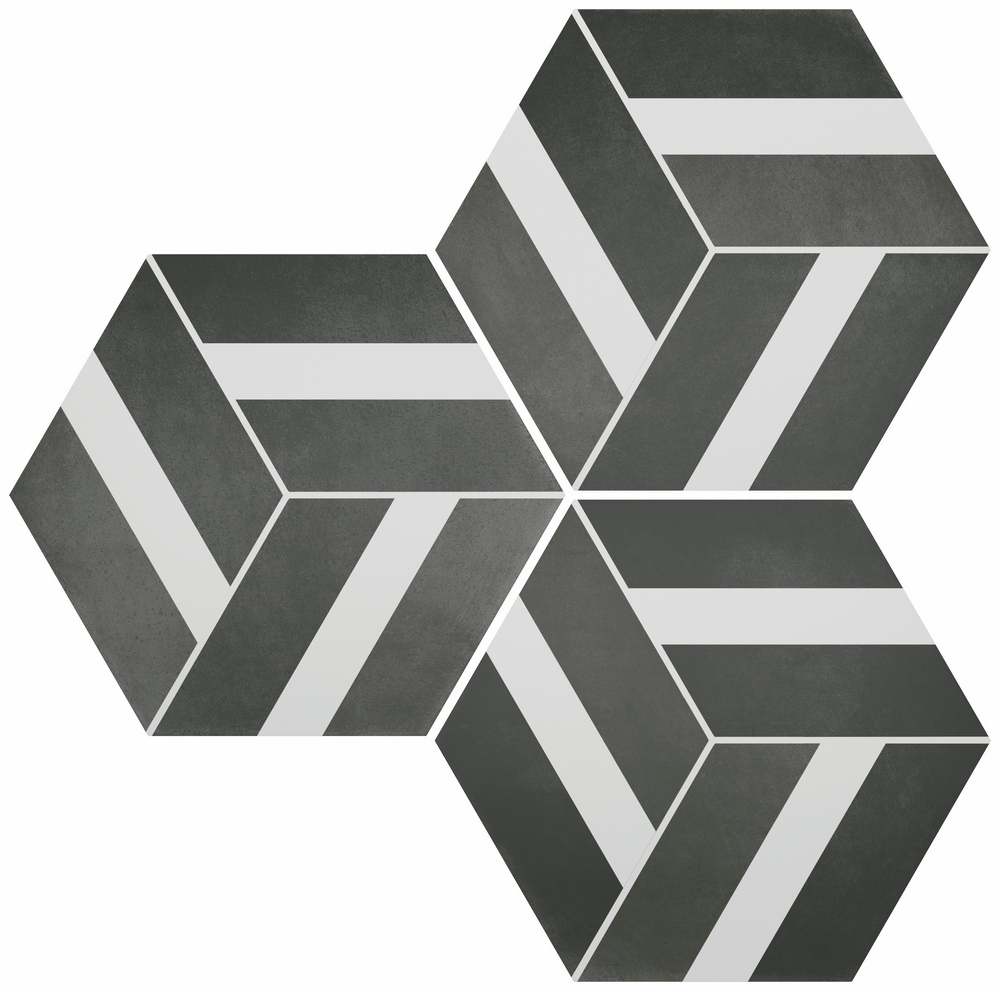 DURSTONE SIX Cementine Керамогранит Bari Black 23x27 глазурованный матовый